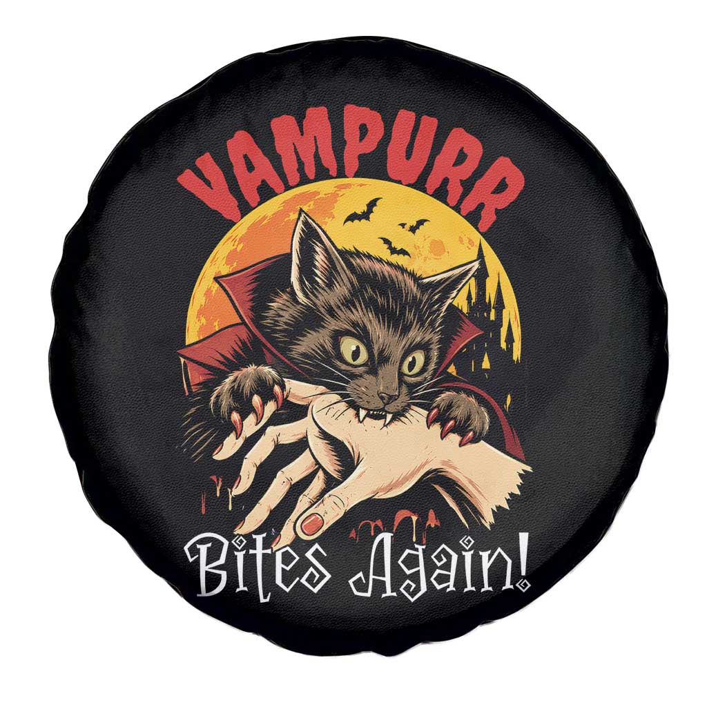 Vampurr Bites Again Spare Tire Cover Funny Vampire Cat Halloween Horror
