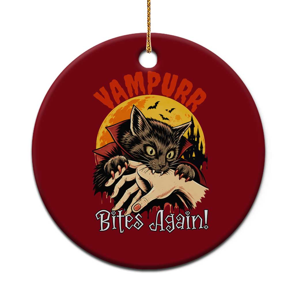 Vampurr Bites Again Ceramic Ornament Funny Vampire Cat Halloween Horror