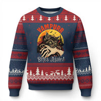 Vampurr Bites Again Ugly Christmas Sweater Funny Vampire Cat Halloween Horror
