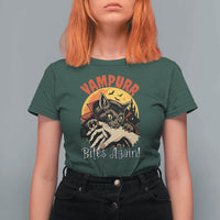 Vampurr Bites Again T Shirt For Women Funny Vampire Cat Halloween Horror