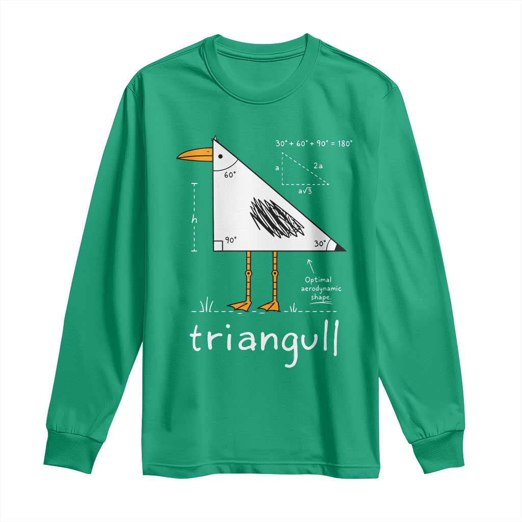 Triangull Triangle Seagull Bird Pun Long Sleeve Shirt Funny Math Teacher Joke Humor