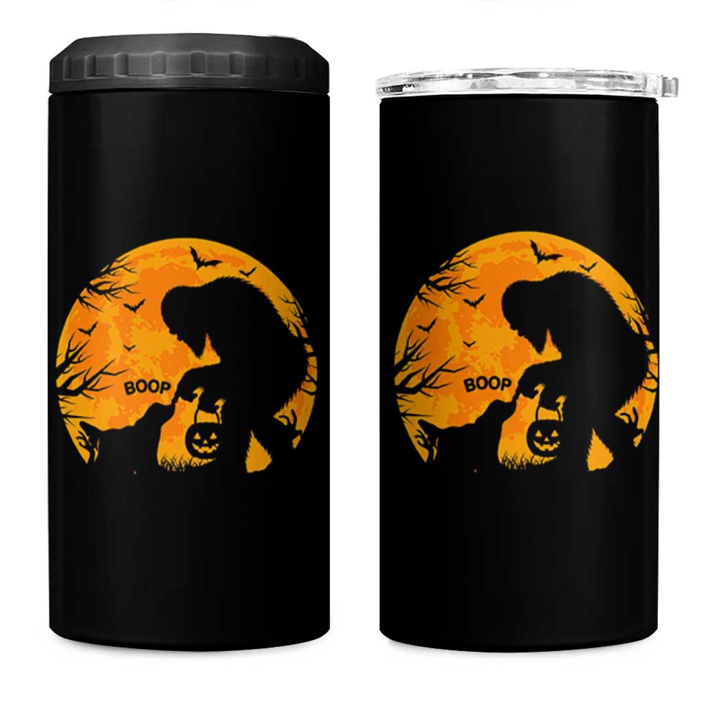 Bigfoot Boop Dog Hallowwen 4 in 1 Can Cooler Tumbler Funny Sasquatch Meme Dog Lovers Full Moon