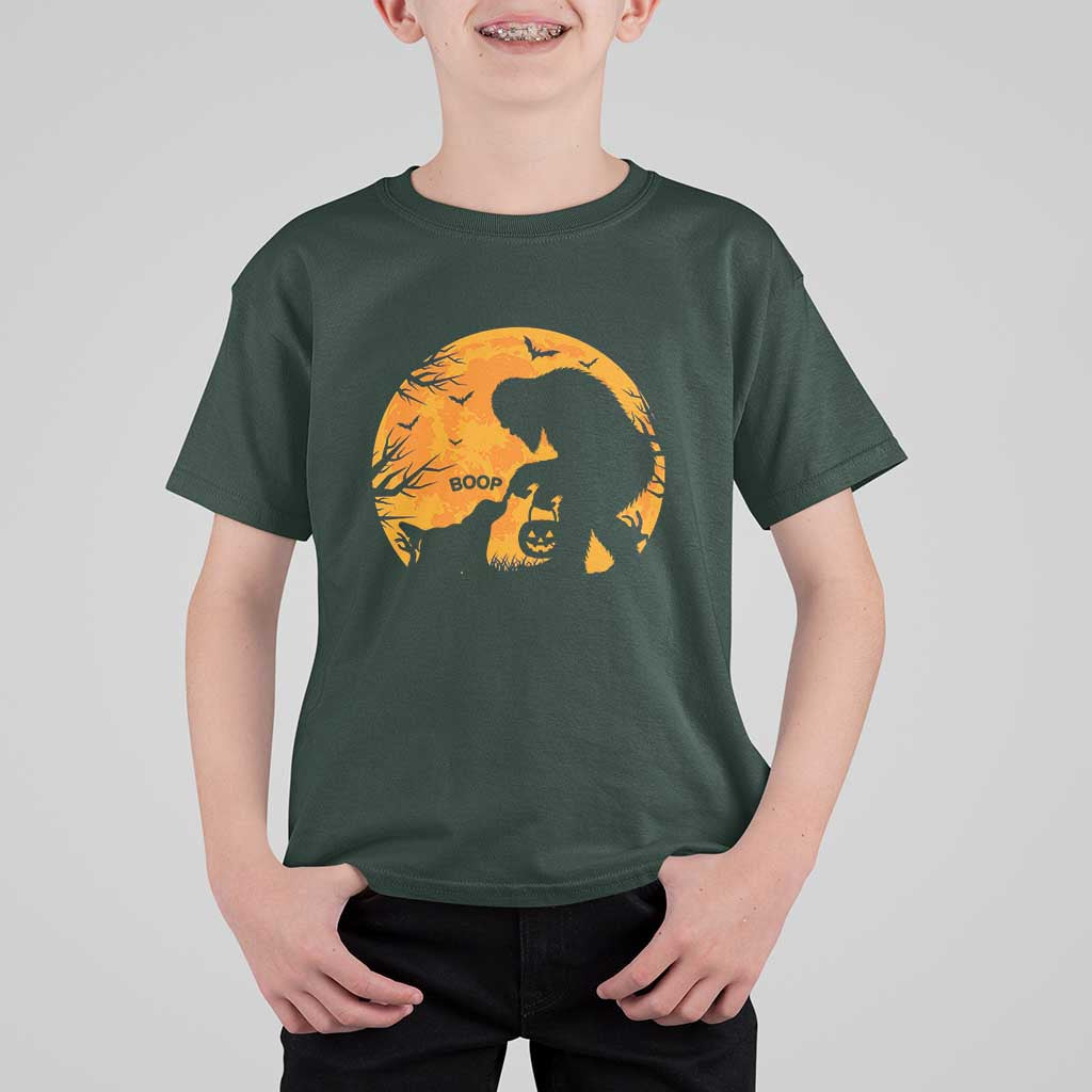 Bigfoot Boop Dog Hallowwen T Shirt For Kid Funny Sasquatch Meme Dog Lovers Full Moon