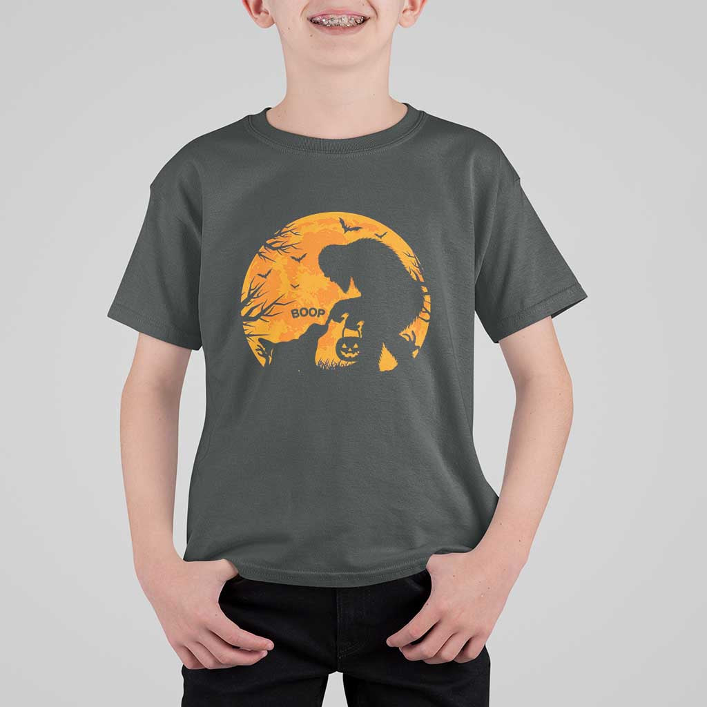 Bigfoot Boop Dog Hallowwen T Shirt For Kid Funny Sasquatch Meme Dog Lovers Full Moon