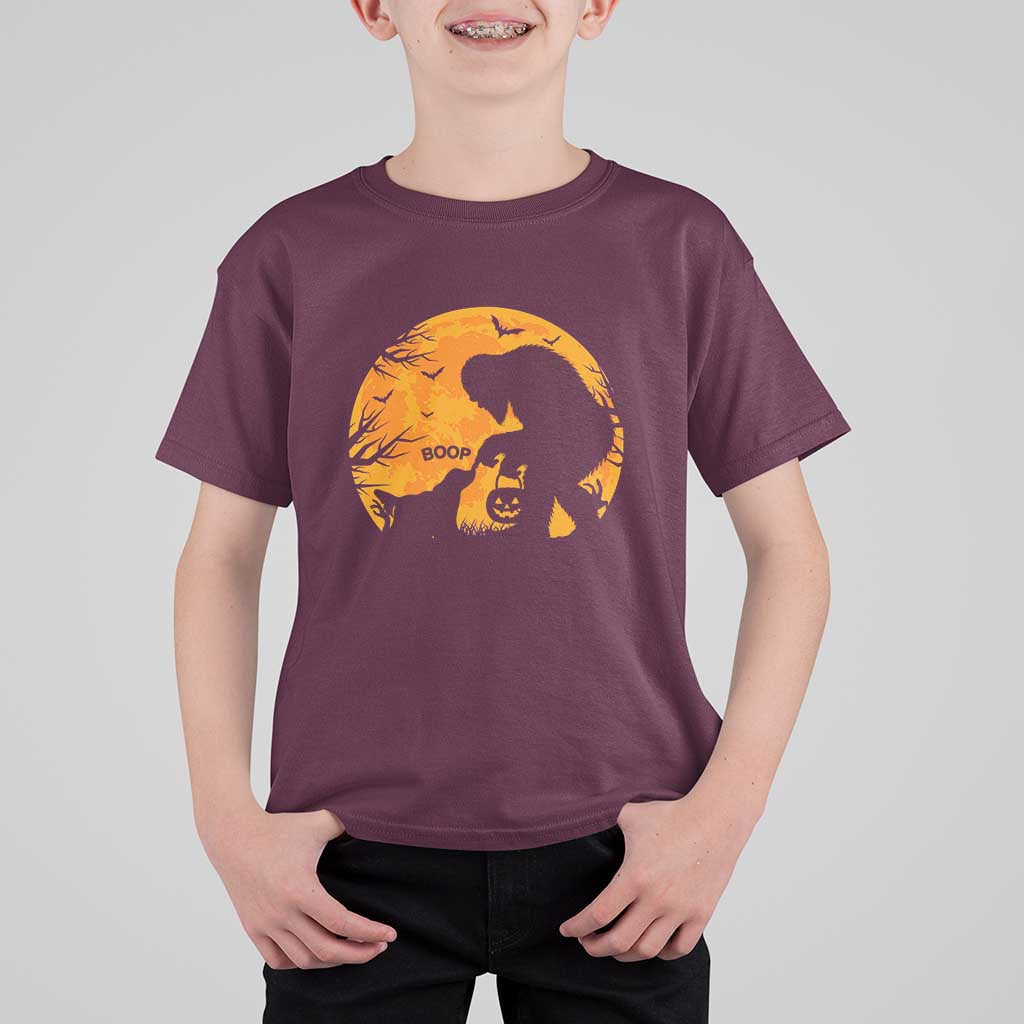 Bigfoot Boop Dog Hallowwen T Shirt For Kid Funny Sasquatch Meme Dog Lovers Full Moon
