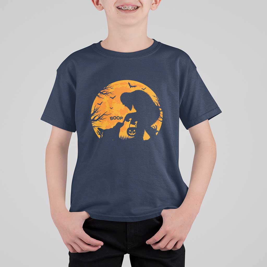 Bigfoot Boop Dog Hallowwen T Shirt For Kid Funny Sasquatch Meme Dog Lovers Full Moon