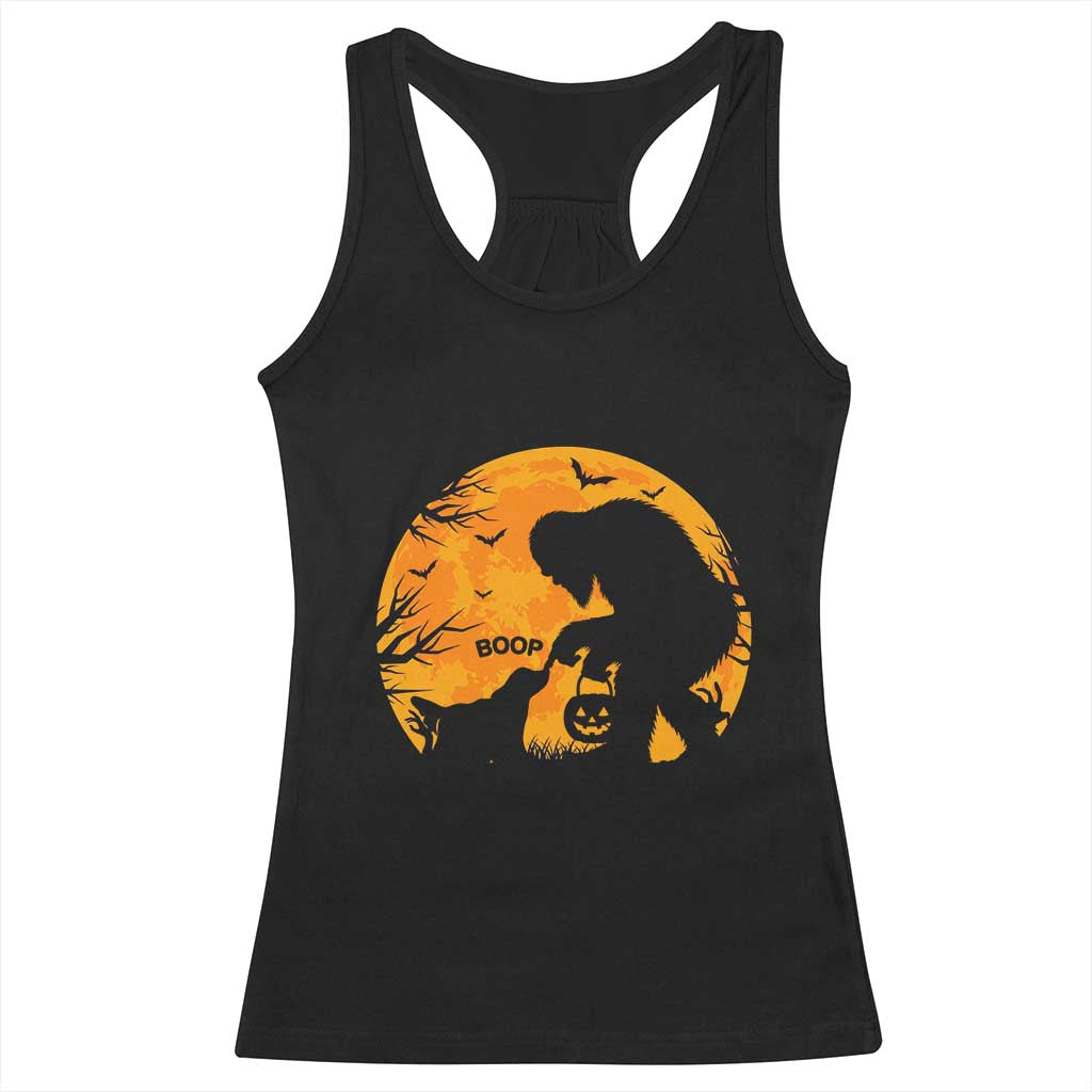 Bigfoot Boop Dog Hallowwen Racerback Tank Top Funny Sasquatch Meme Dog Lovers Full Moon