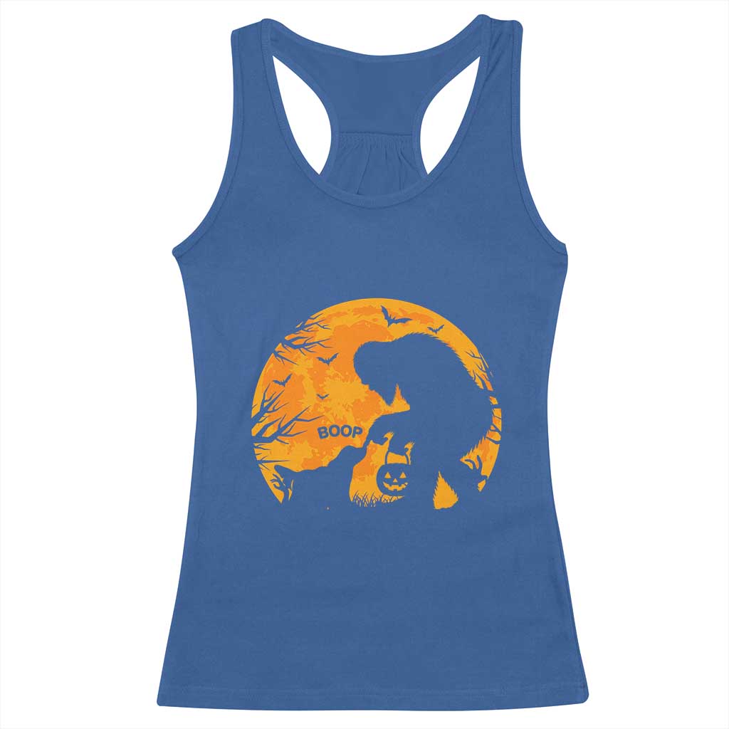 Bigfoot Boop Dog Hallowwen Racerback Tank Top Funny Sasquatch Meme Dog Lovers Full Moon