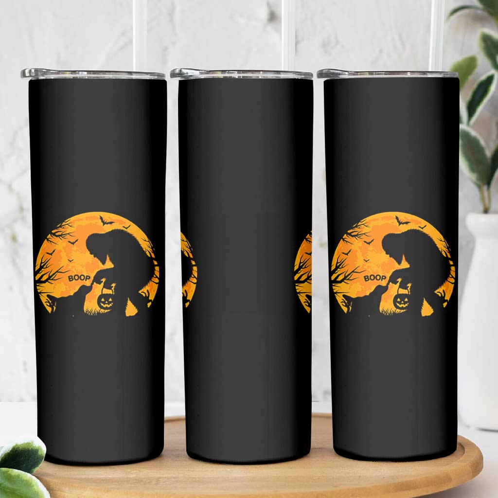 Bigfoot Boop Dog Hallowwen Skinny Tumbler Funny Sasquatch Meme Dog Lovers Full Moon