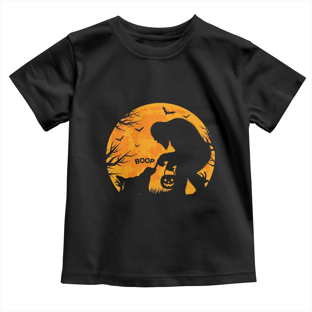 Bigfoot Boop Dog Hallowwen Toddler T Shirt Funny Sasquatch Meme Dog Lovers Full Moon