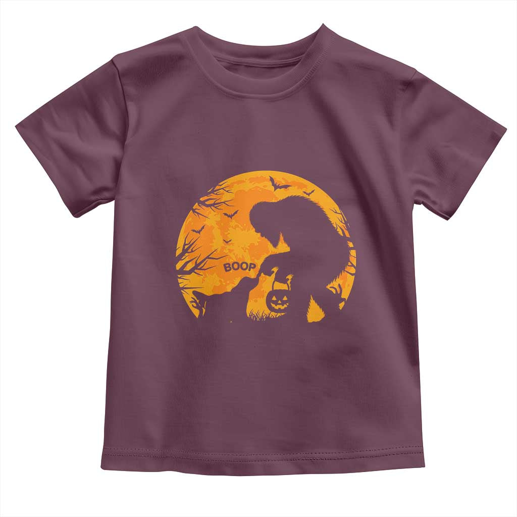 Bigfoot Boop Dog Hallowwen Toddler T Shirt Funny Sasquatch Meme Dog Lovers Full Moon