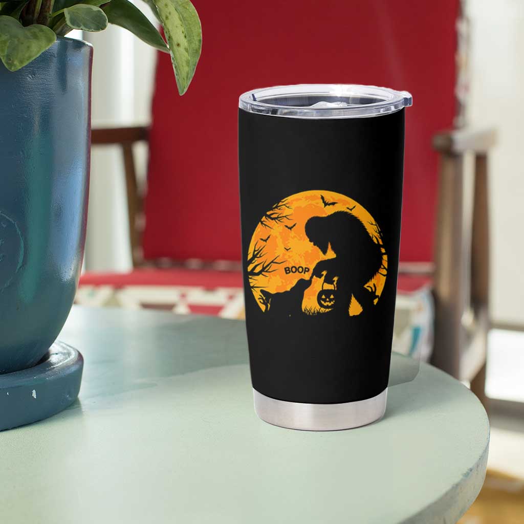 Bigfoot Boop Dog Hallowwen Tumbler Cup Funny Sasquatch Meme Dog Lovers Full Moon