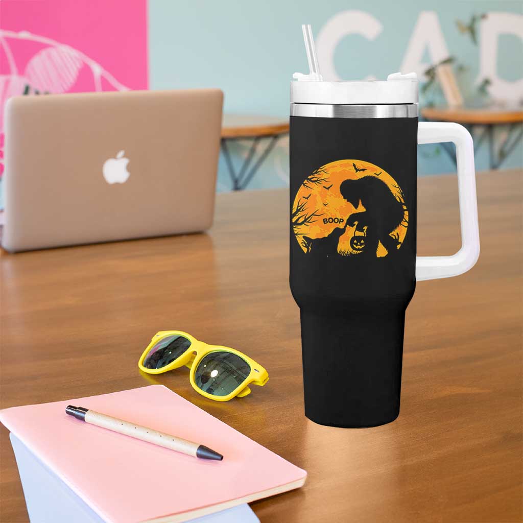 Bigfoot Boop Dog Hallowwen Tumbler With Handle Funny Sasquatch Meme Dog Lovers Full Moon