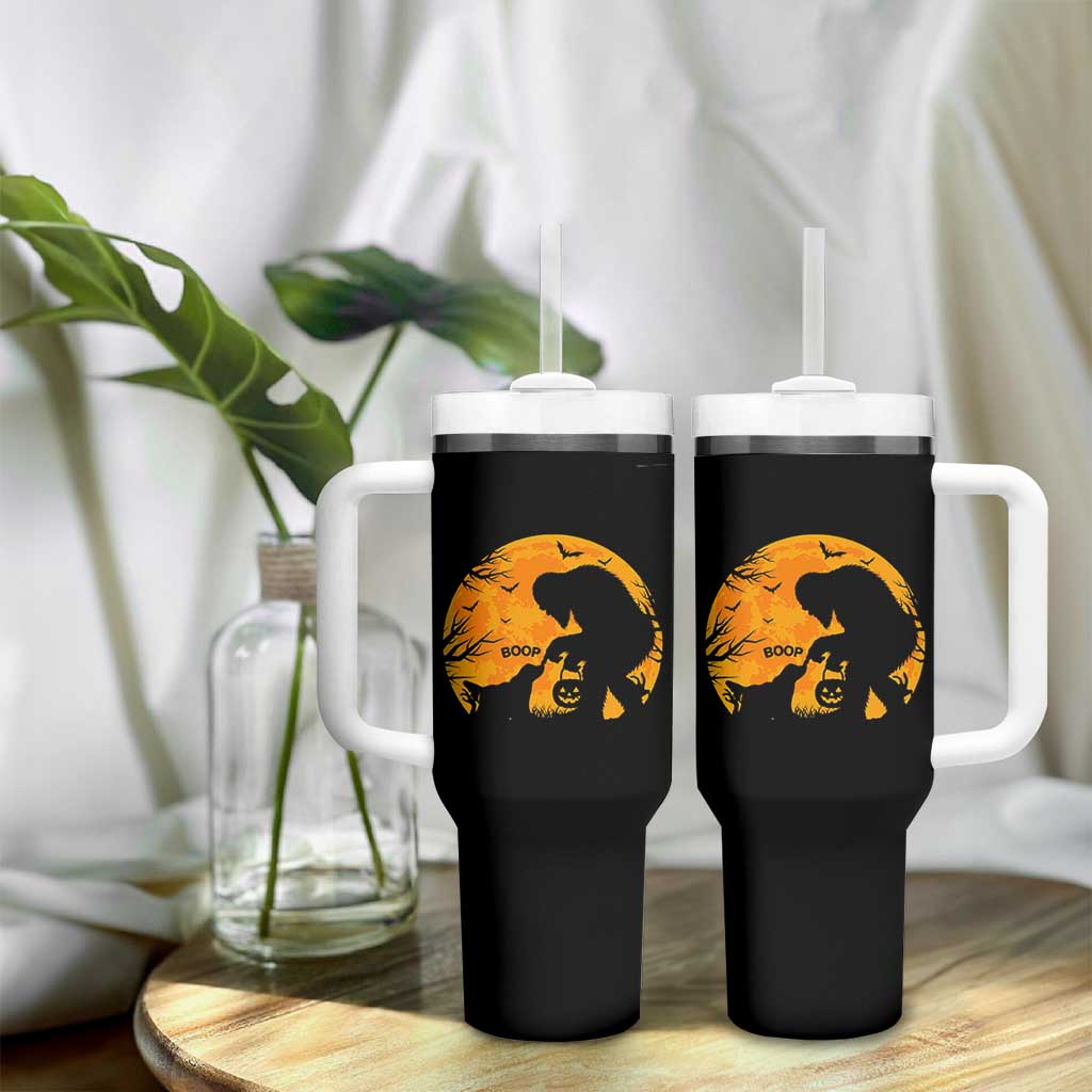 Bigfoot Boop Dog Hallowwen Tumbler With Handle Funny Sasquatch Meme Dog Lovers Full Moon