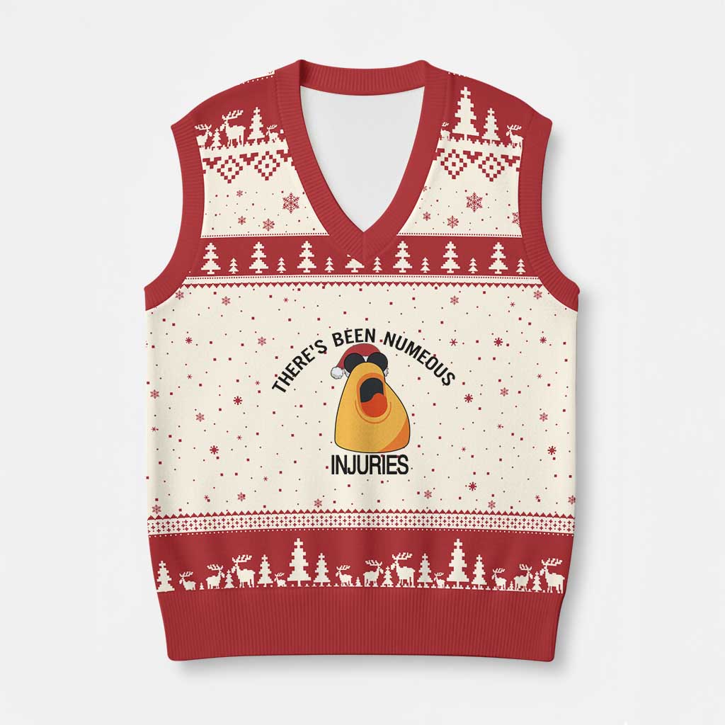 Marcus The Worm Xmas Meme V-Neck Knit Sweater Vest There Is Been Numeous Injuries - Wonder Print Shop