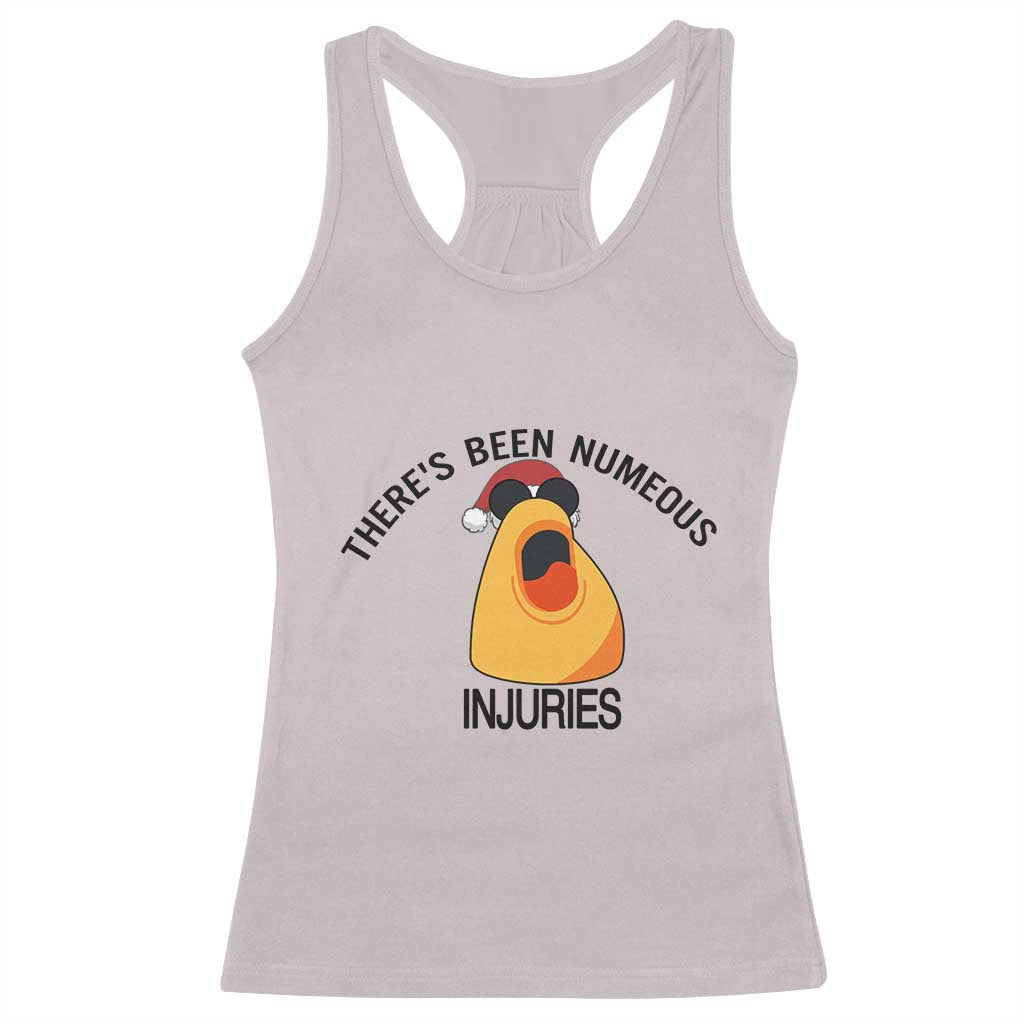 Marcus The Worm Christmas Meme Racerback Tank Top There Is Been Numeous Injuries - Wonder Print Shop