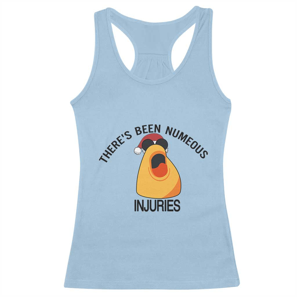 Marcus The Worm Christmas Meme Racerback Tank Top There Is Been Numeous Injuries - Wonder Print Shop