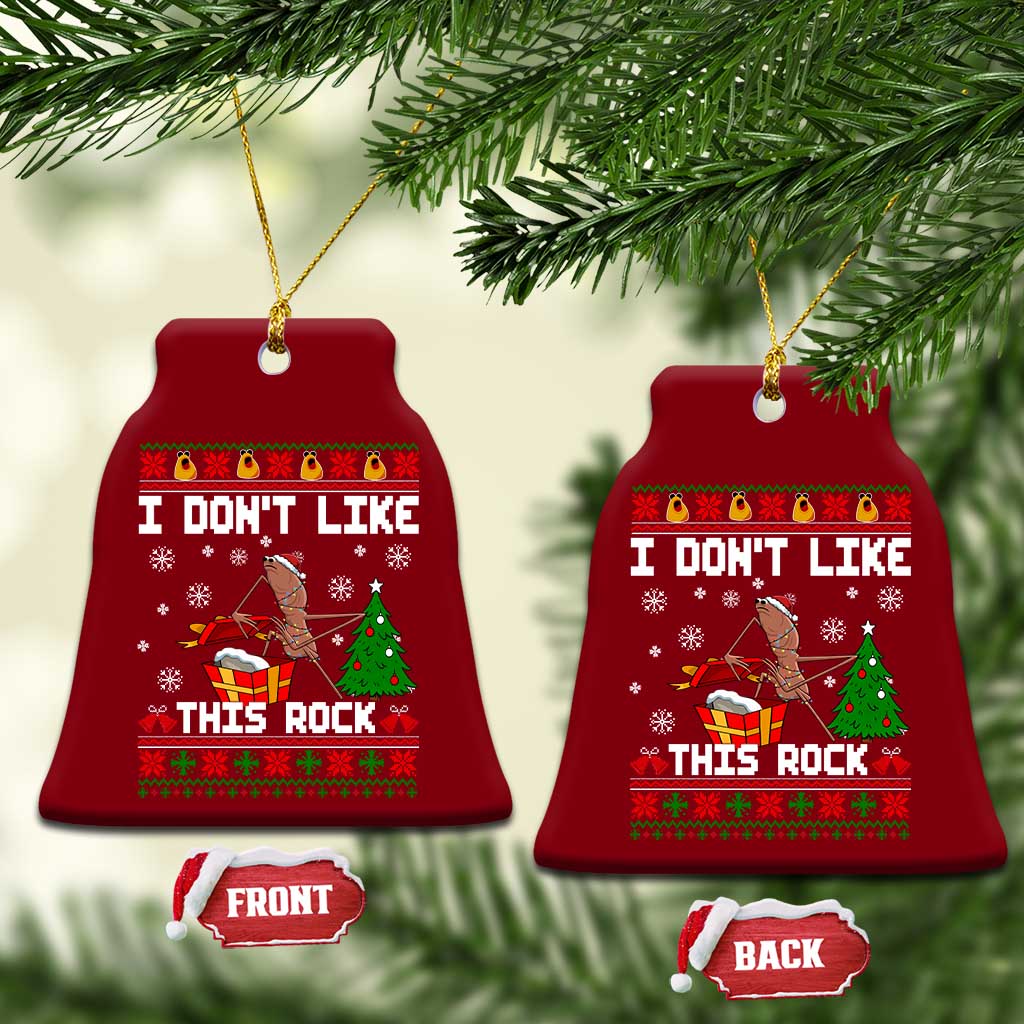 Marcus The Worm Christmas Meme Ceramic Ornament I Do Not Like This Rock - Wonder Print Shop
