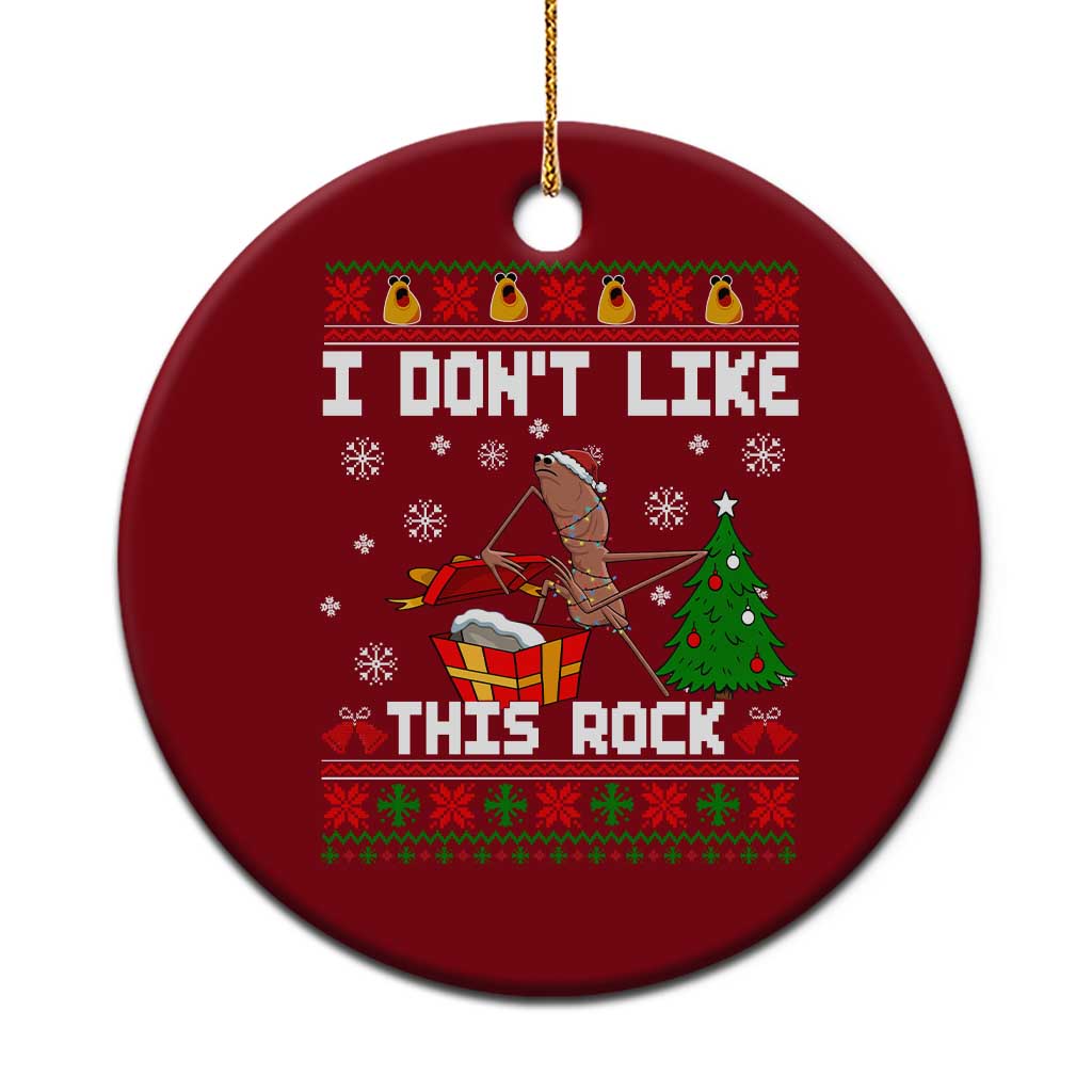 Marcus The Worm Christmas Meme Ceramic Ornament I Do Not Like This Rock - Wonder Print Shop
