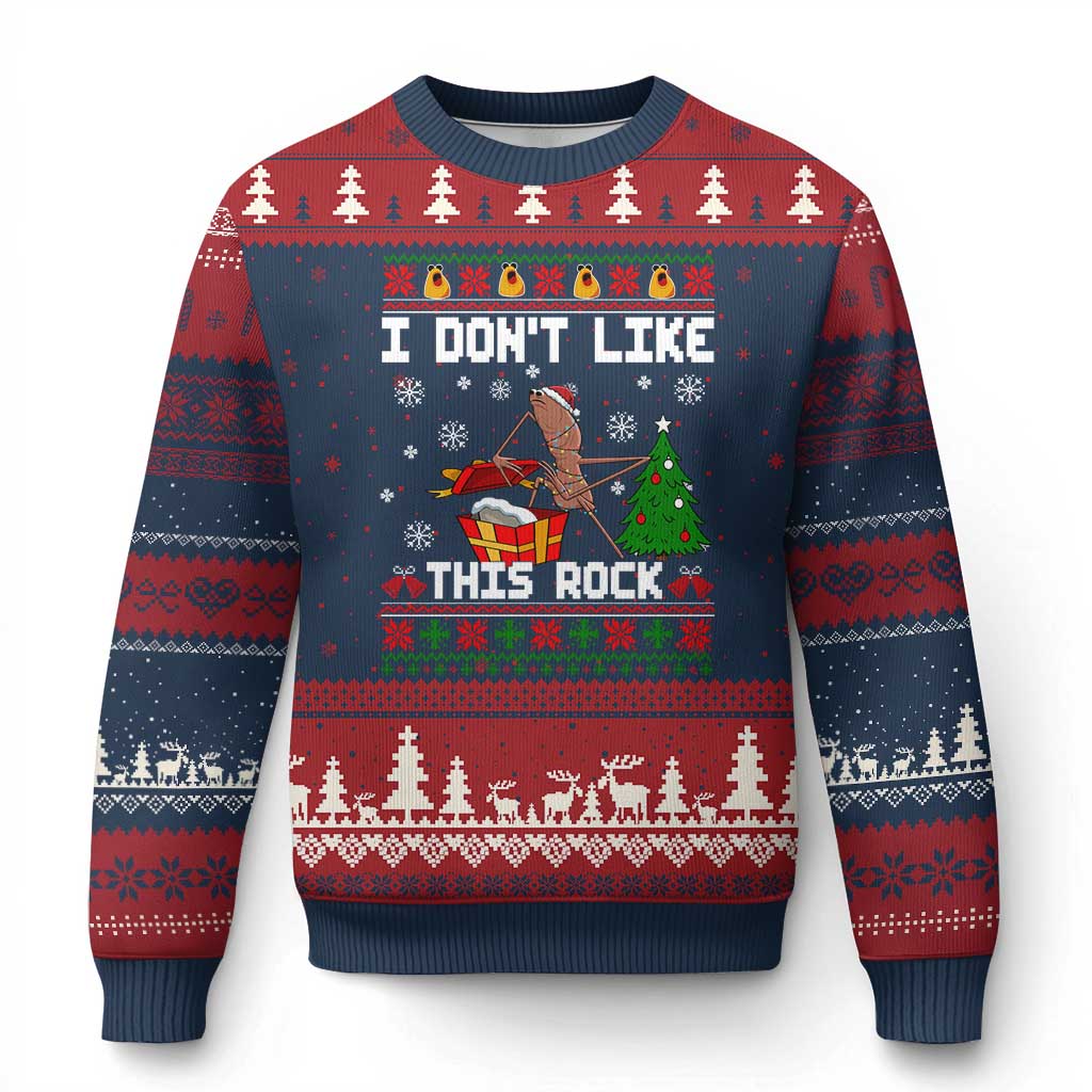 Marcus The Worm Xmas Meme Ugly Christmas Sweater I Do Not Like This Rock - Wonder Print Shop