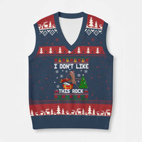 Marcus The Worm Xmas Meme V-Neck Knit Sweater Vest I Do Not Like This Rock - Wonder Print Shop