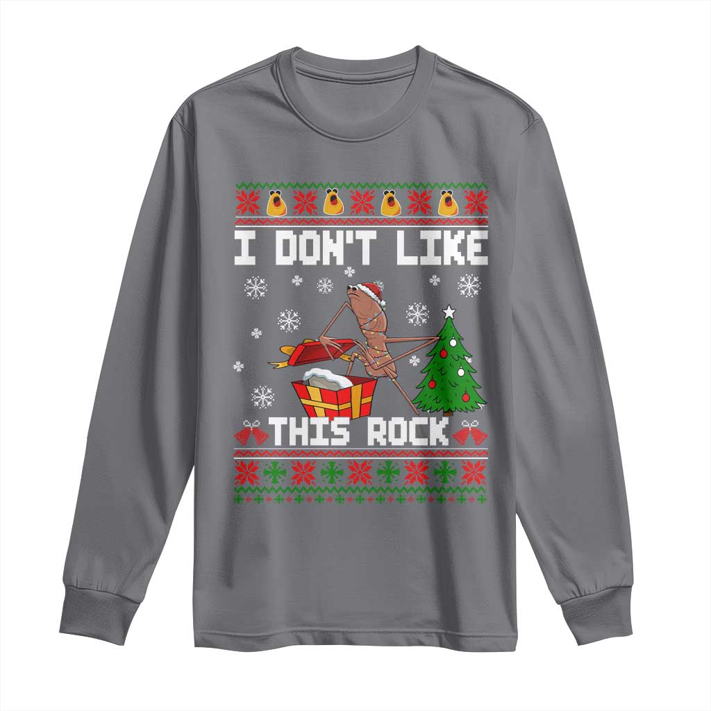 Marcus The Worm Christmas Meme Long Sleeve Shirt I Do Not Like This Rock - Wonder Print Shop