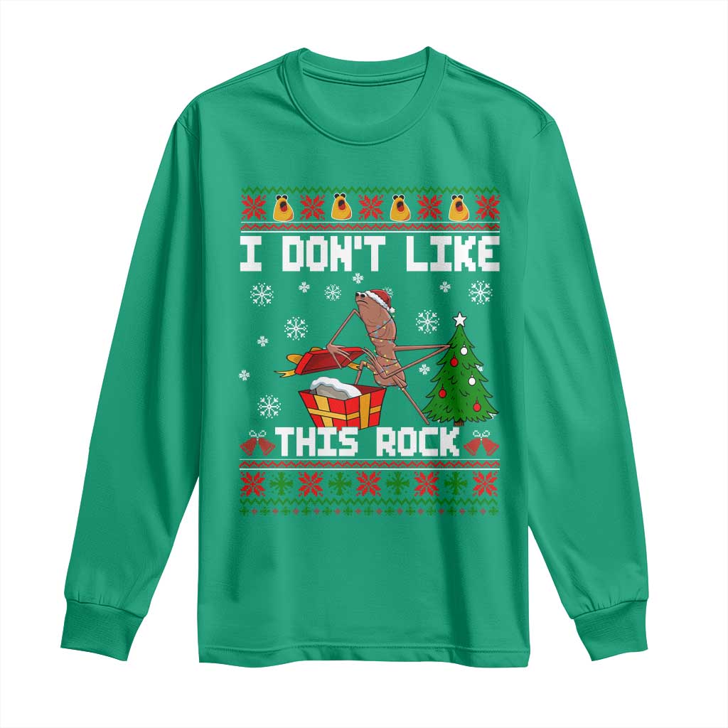 Marcus The Worm Christmas Meme Long Sleeve Shirt I Do Not Like This Rock - Wonder Print Shop
