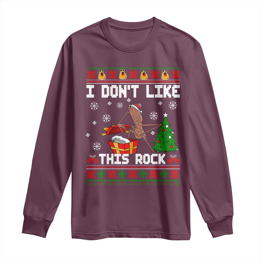 Marcus The Worm Christmas Meme Long Sleeve Shirt I Do Not Like This Rock - Wonder Print Shop