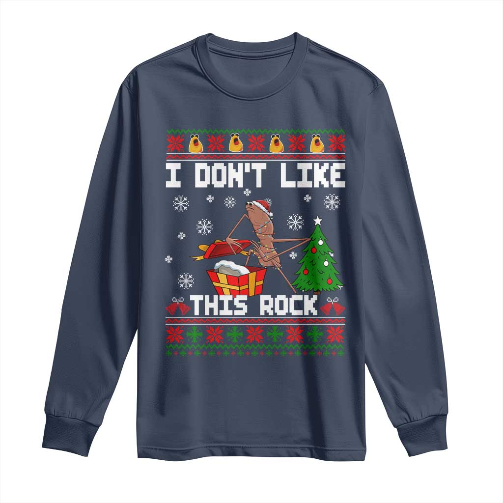 Marcus The Worm Christmas Meme Long Sleeve Shirt I Do Not Like This Rock - Wonder Print Shop