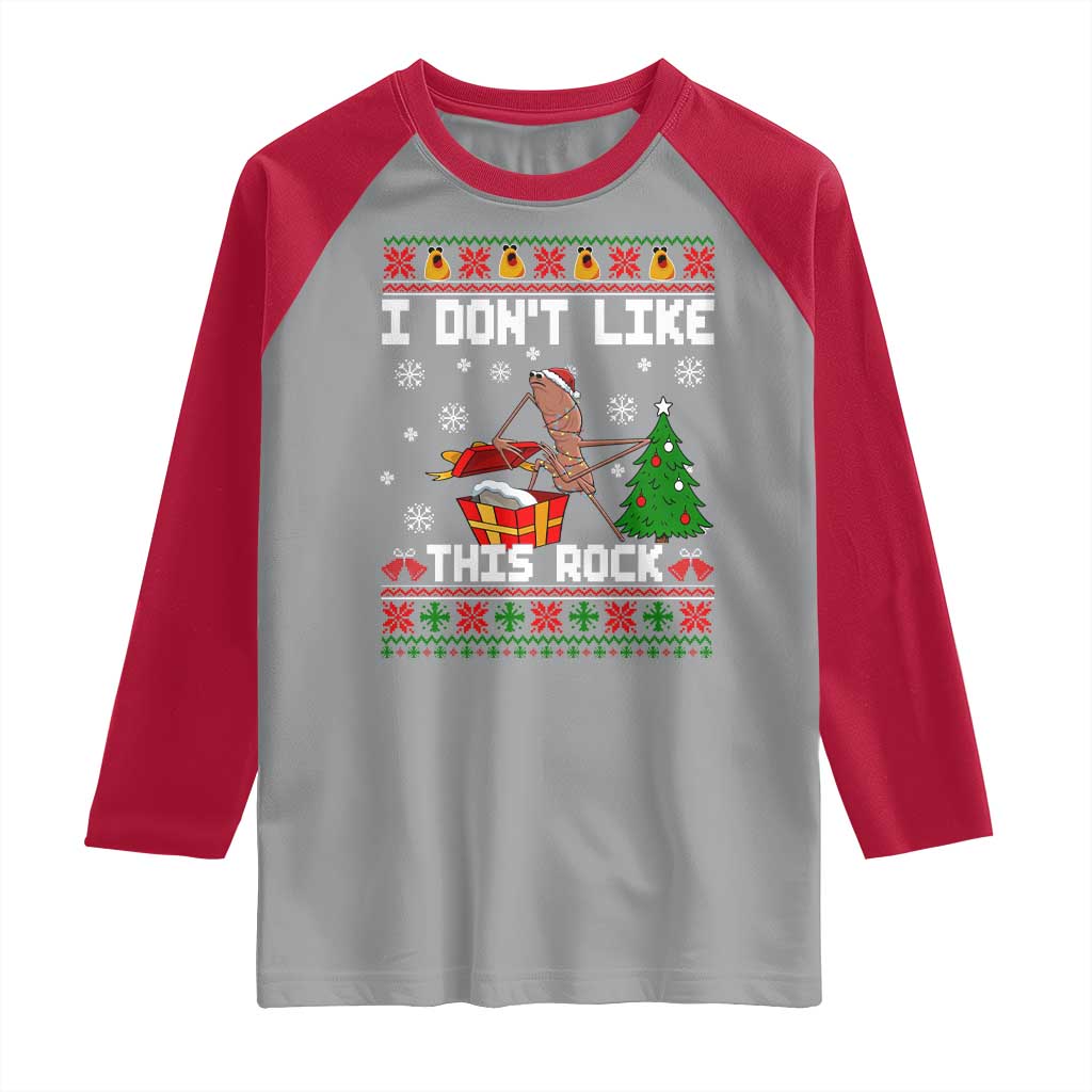 Marcus The Worm Christmas Meme Raglan Shirt I Do Not Like This Rock - Wonder Print Shop