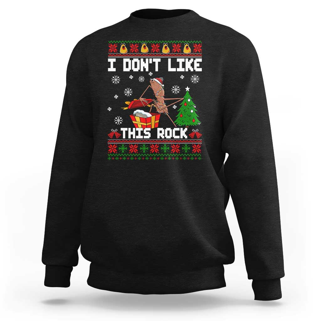 Marcus The Worm Christmas Meme Sweatshirt I Do Not Like This Rock - Wonder Print Shop