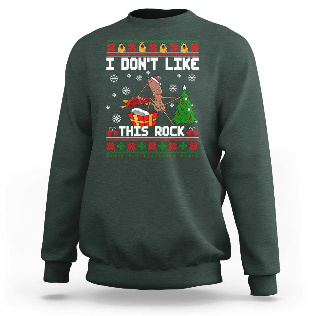 Marcus The Worm Christmas Meme Sweatshirt I Do Not Like This Rock - Wonder Print Shop