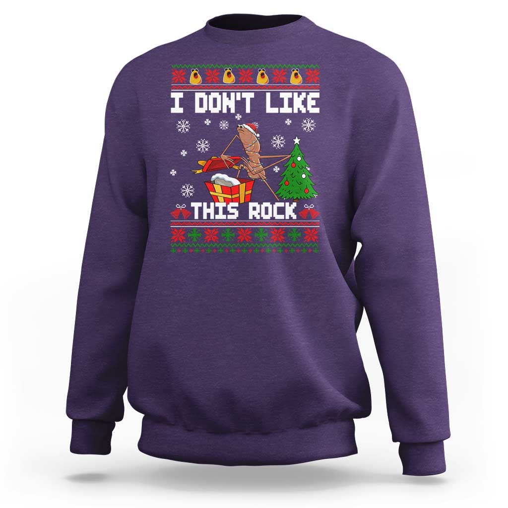 Marcus The Worm Christmas Meme Sweatshirt I Do Not Like This Rock - Wonder Print Shop