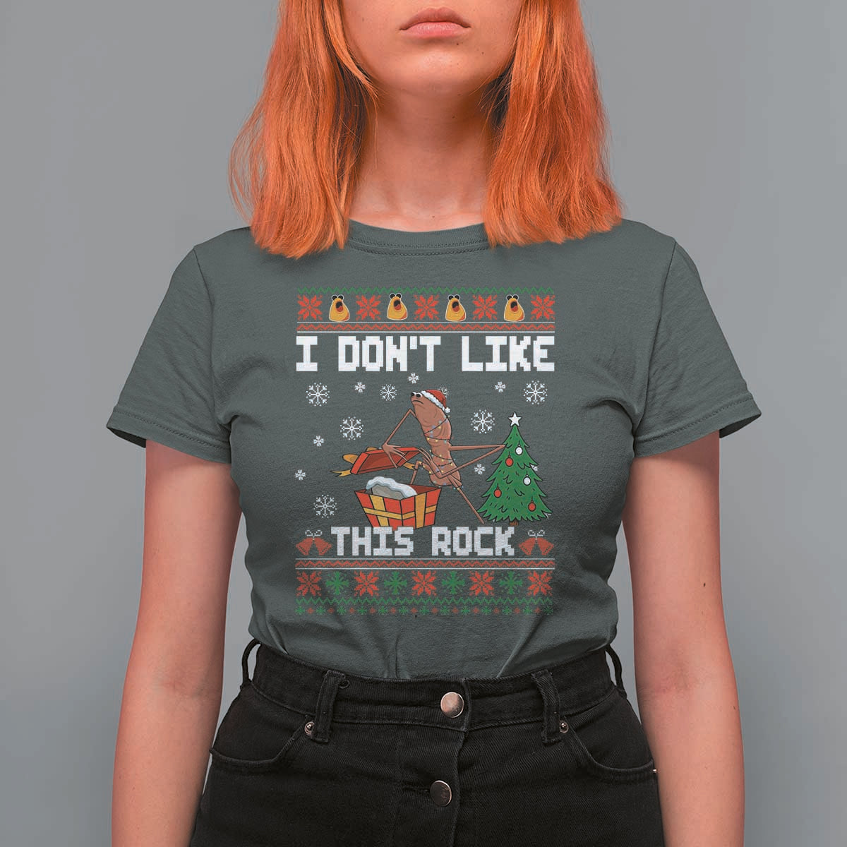 Marcus The Worm Christmas Meme T Shirt For Women I Do Not Like This Rock - Wonder Print Shop