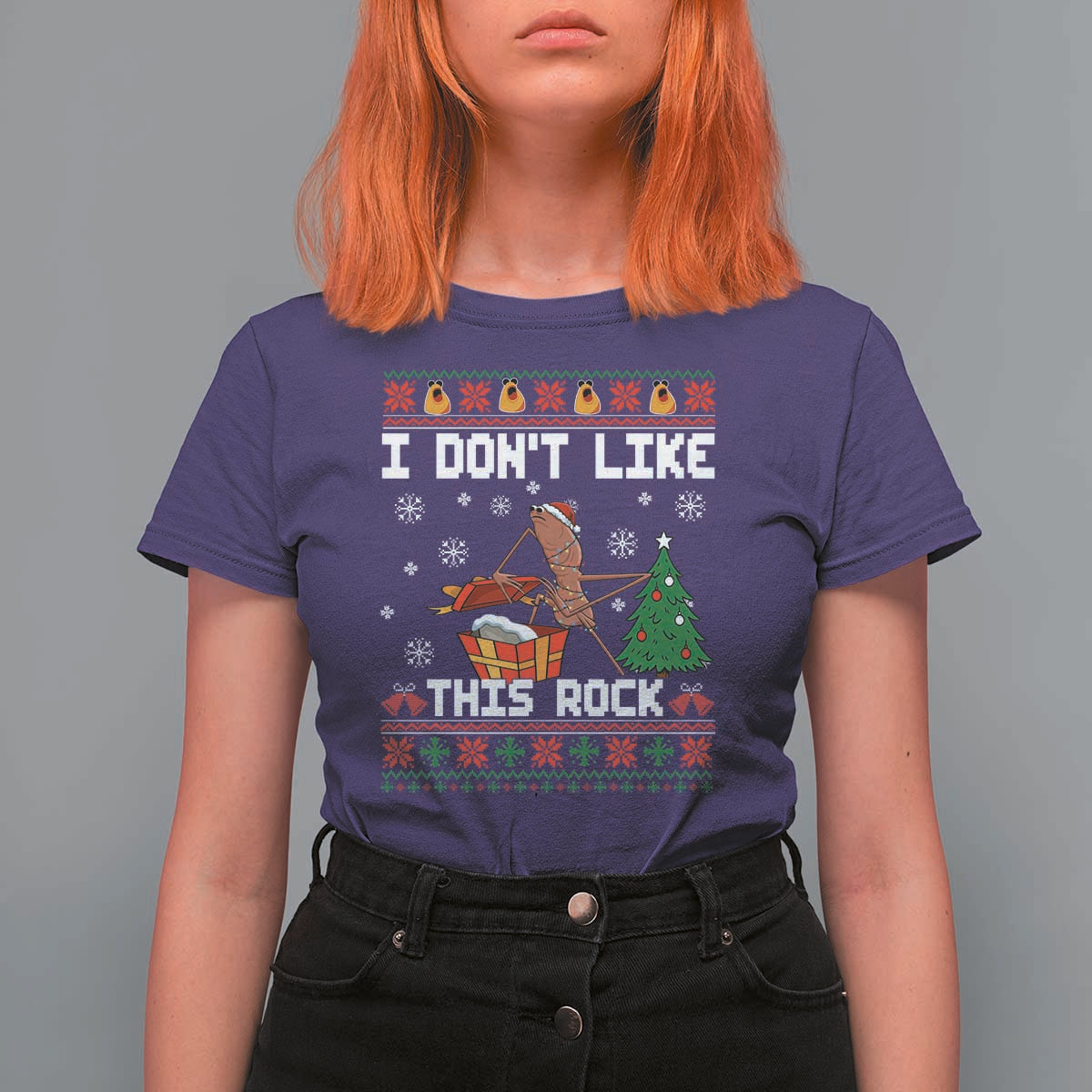Marcus The Worm Christmas Meme T Shirt For Women I Do Not Like This Rock - Wonder Print Shop