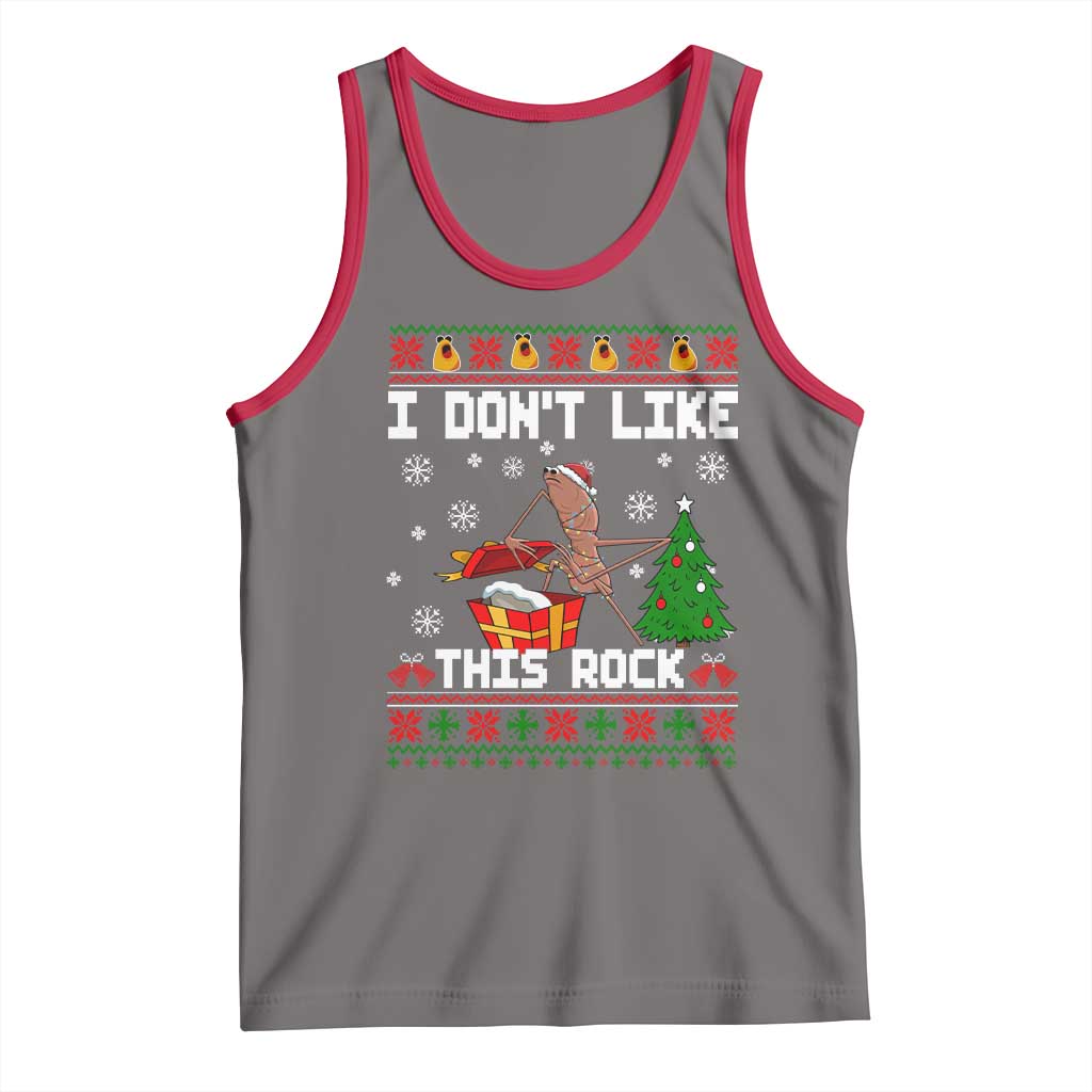 Marcus The Worm Christmas Meme Tank Top I Do Not Like This Rock - Wonder Print Shop