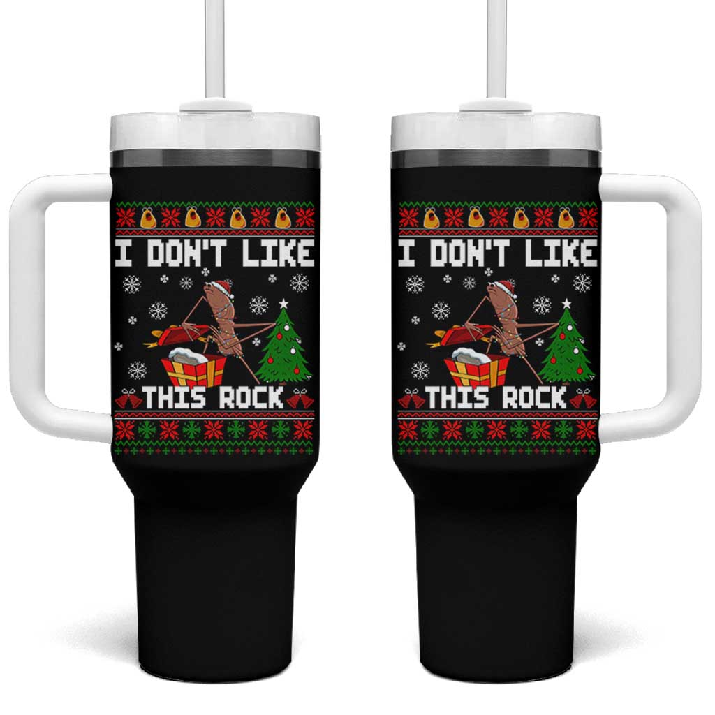 Marcus The Worm Christmas Meme Tumbler With Handle I Do Not Like This Rock - Wonder Print Shop
