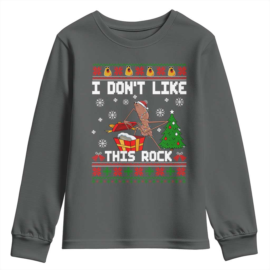 Marcus The Worm Christmas Meme Youth Sweatshirt I Do Not Like This Rock - Wonder Print Shop