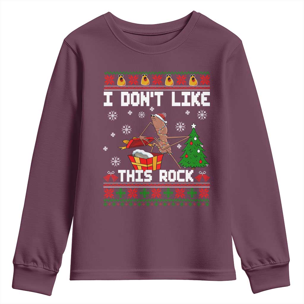 Marcus The Worm Christmas Meme Youth Sweatshirt I Do Not Like This Rock - Wonder Print Shop