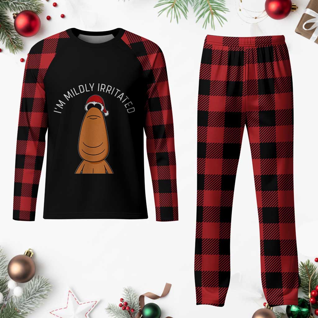 Marcus The Worm Christmas Meme Plaid Pajama Set I Am Mildly Irritated - Wonder Print Shop