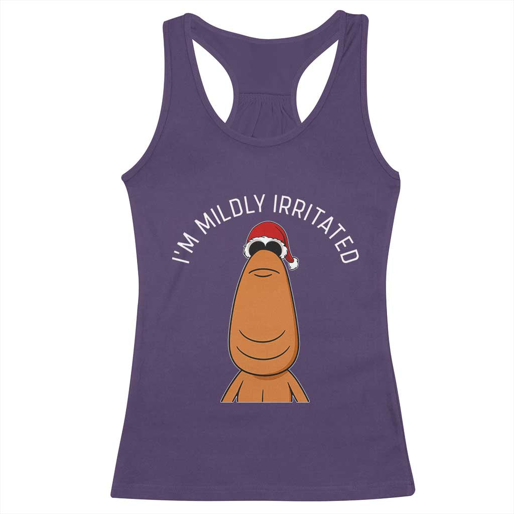 Marcus The Worm Christmas Meme Racerback Tank Top I Am Mildly Irritated - Wonder Print Shop