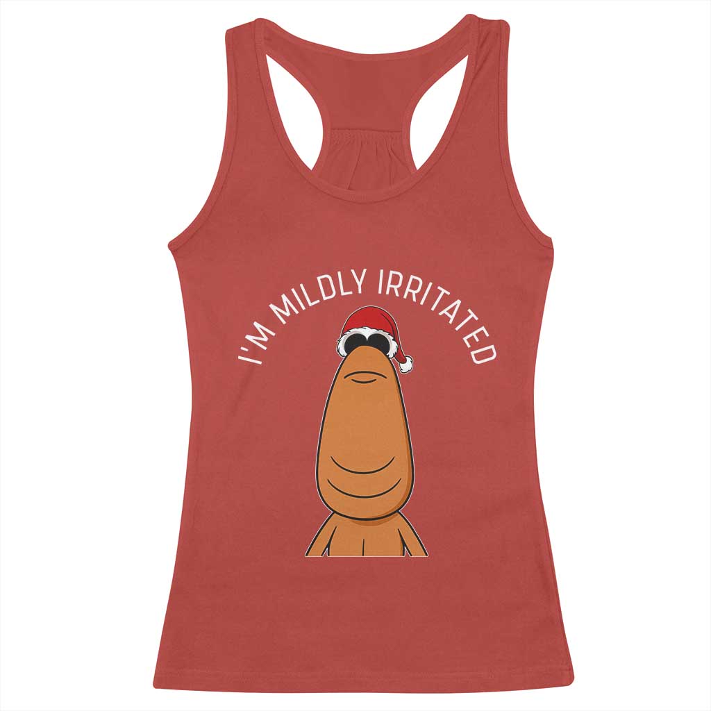 Marcus The Worm Christmas Meme Racerback Tank Top I Am Mildly Irritated - Wonder Print Shop