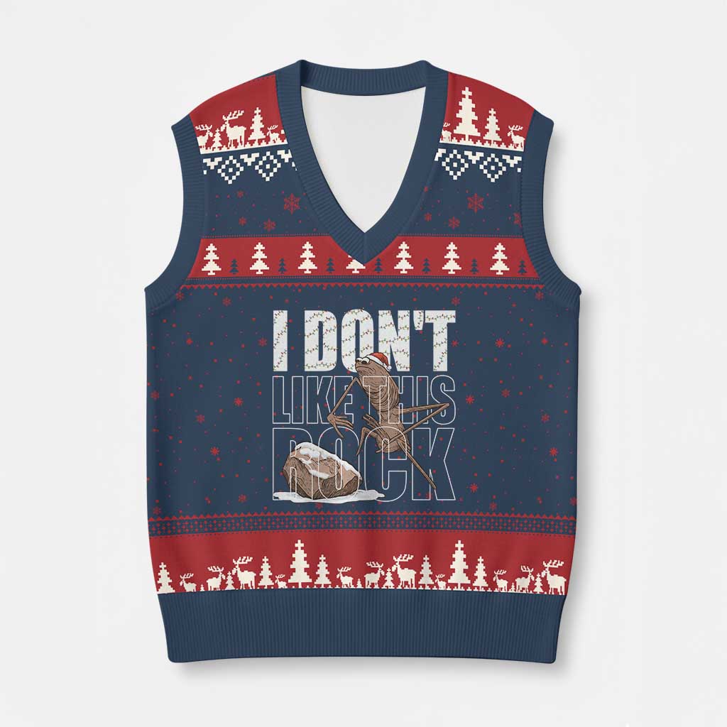 Marcus The Worm Xmas Meme V-Neck Knit Sweater Vest Funny Brain Rot Gen Z - Wonder Print Shop