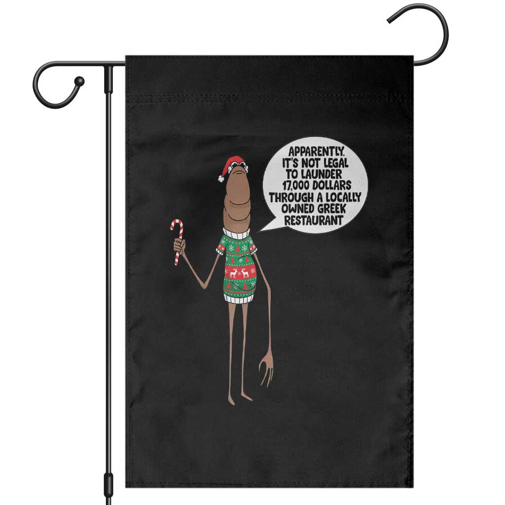 Marcus The Worm Christmas Meme Garden Flag Locally Owned Greek Restaurant - Wonder Print Shop
