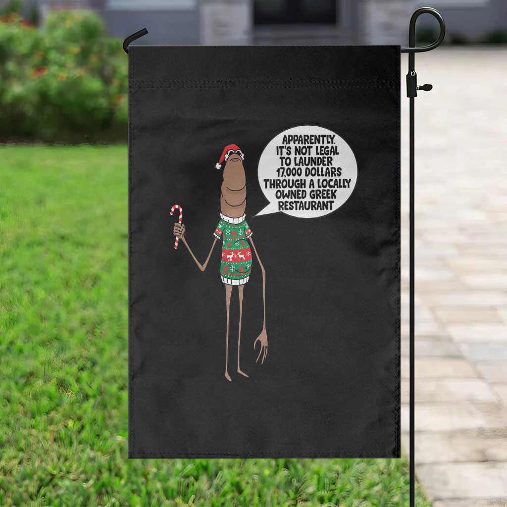 Marcus The Worm Christmas Meme Garden Flag Locally Owned Greek Restaurant - Wonder Print Shop