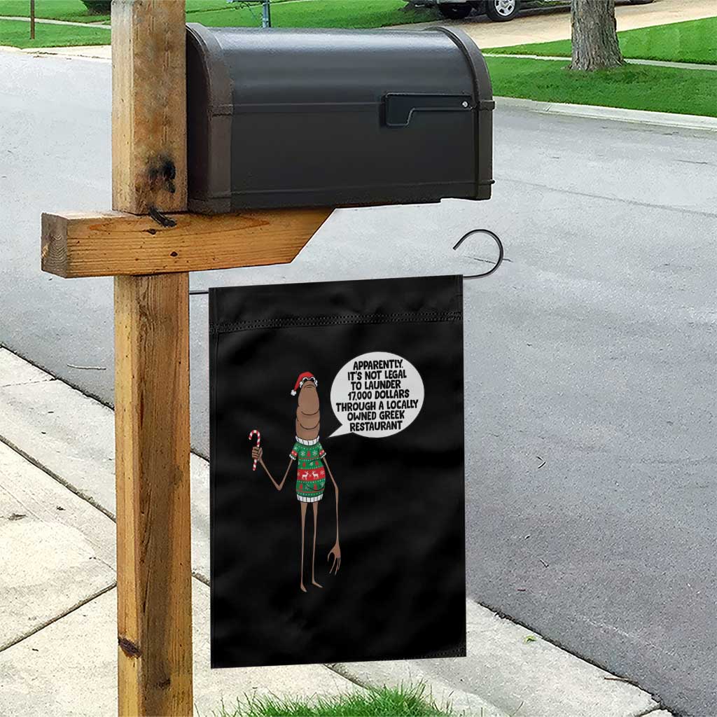 Marcus The Worm Christmas Meme Garden Flag Locally Owned Greek Restaurant - Wonder Print Shop