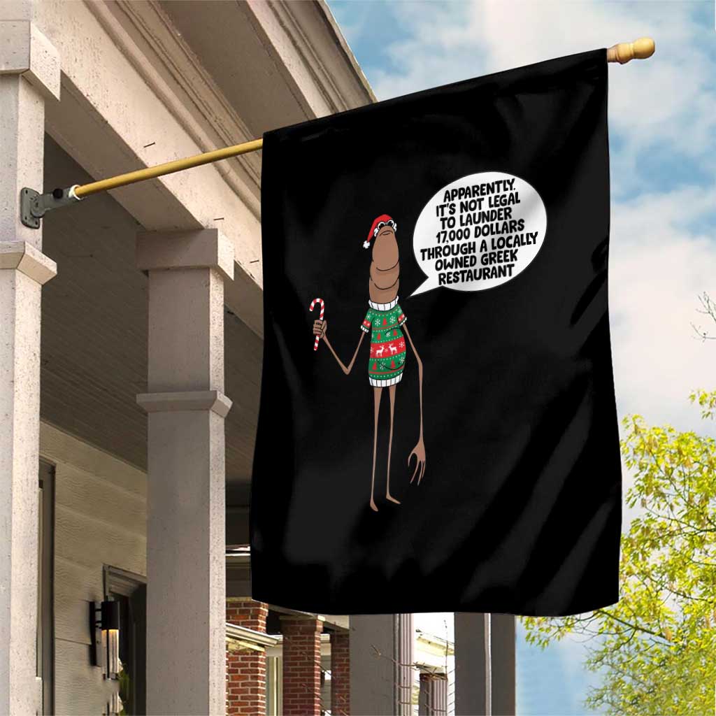 Marcus The Worm Christmas Meme Garden Flag Locally Owned Greek Restaurant - Wonder Print Shop