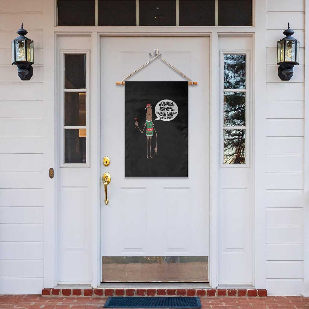 Marcus The Worm Christmas Meme Garden Flag Locally Owned Greek Restaurant - Wonder Print Shop