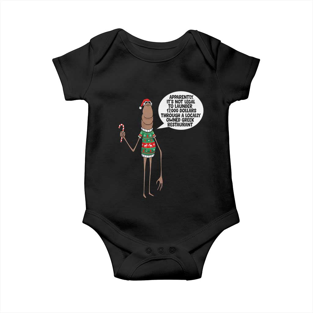 Marcus The Worm Christmas Meme Baby Onesie Locally Owned Greek Restaurant - Wonder Print Shop