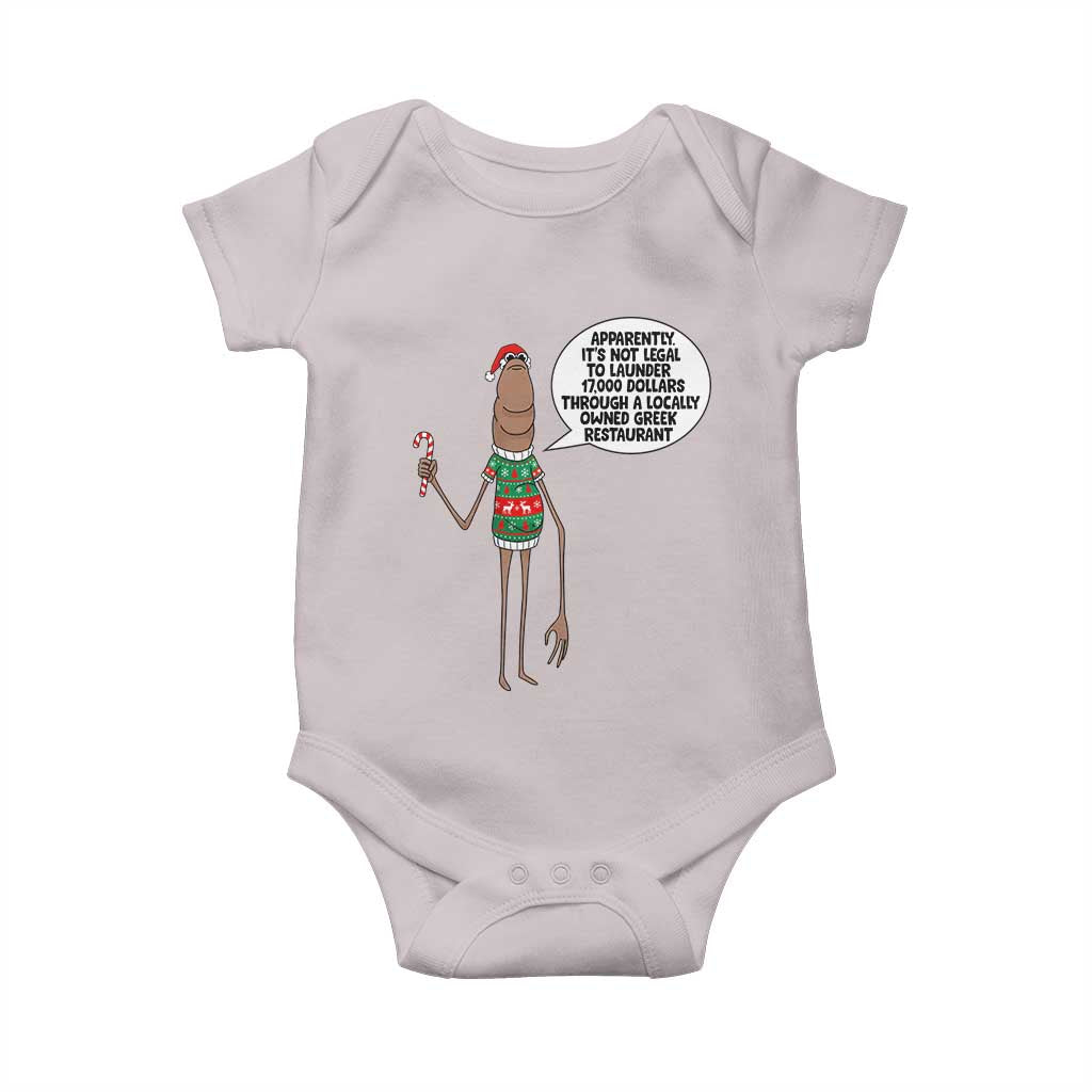 Marcus The Worm Christmas Meme Baby Onesie Locally Owned Greek Restaurant - Wonder Print Shop